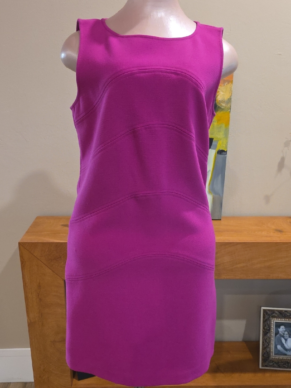 Ann Taylor Bright Magenta Sleeveless Sheath Dress 6
